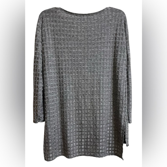 Zara Women’s Gray 3/4 Sleeves Lightweight Textured Checkered Block Sweater M - Picture 3 of 4